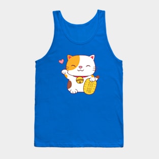 Cute Maneki Neko Japanese Fortune Cat Tank Top